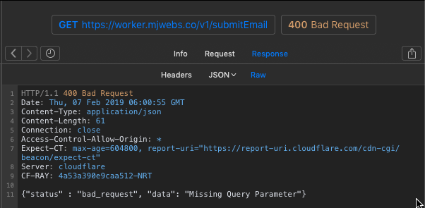 Bad request Test submitEmail with no query string
