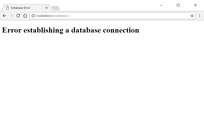 Database connection error page screenshot