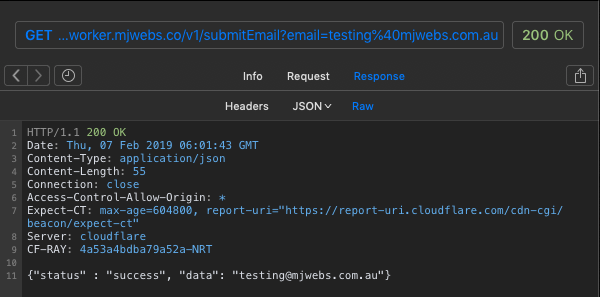 example of good gateway for Test or submit Email with valid email address while testing your API