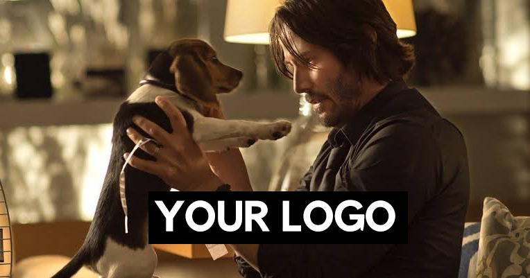John Wick lovingly holding his dog with the words YOUR LOGO for MJWebs guide on how to give better feedback